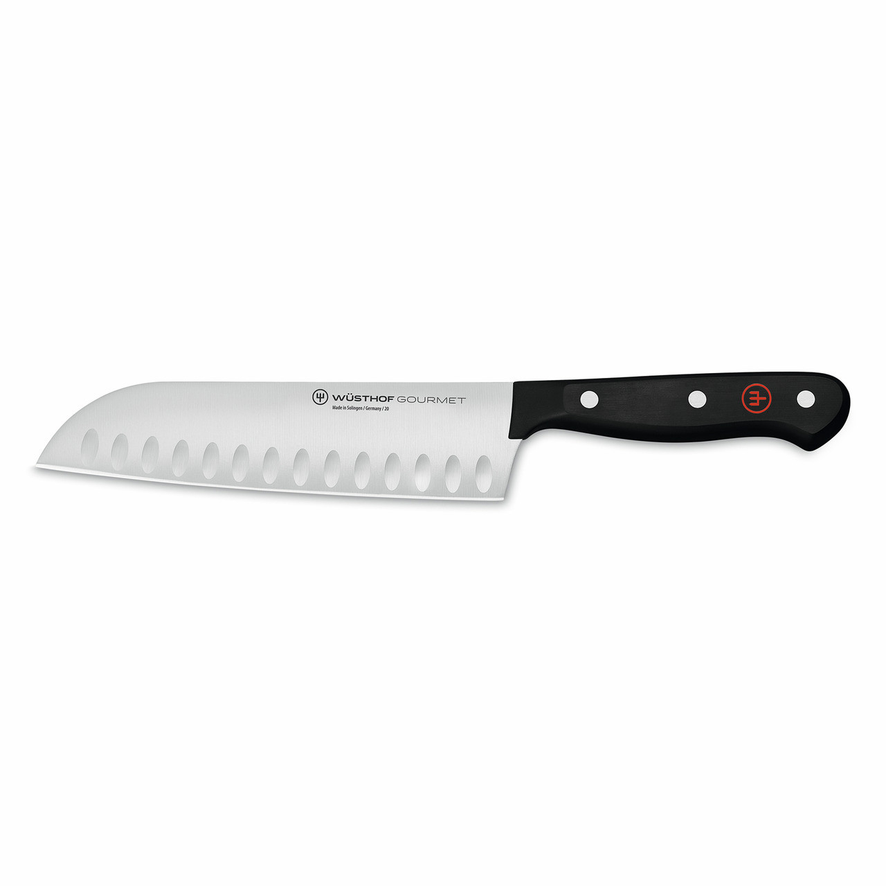 Gourmet, Santoku Klingenlänge 170 mm / 308 mm lang mit Kullenschliff